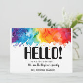 Invitation Bonjour, Editable Nous sommes nouveaux dans le qua (Debout devant)