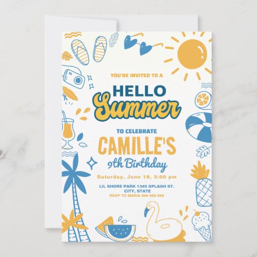 Invitation Bonjour été Anniversaire (Devant)