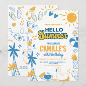 Invitation Bonjour été Anniversaire (Devant / Derrière)