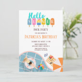 Invitation Bonjour Été Colorful Glaces Creams Anniversaire de (Debout devant)