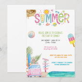 Invitation bonjour fête d'été  (Devant / Derrière)