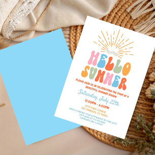 Invitation Bonjour Fête d'été, Fête de fin d'année de l'école