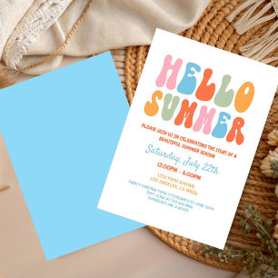 Invitation Bonjour Fête d'été, Fête de fin d'année de l'école