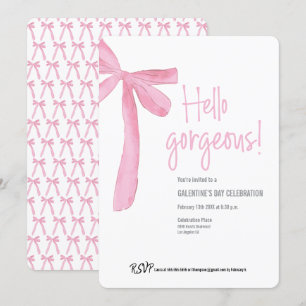 Invitation Bonjour Galentine's Day Ruban Rose Magnifique