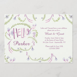 Invitation Bonjour le rassemblement de bébé et saluent