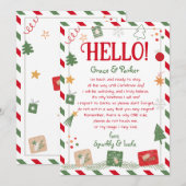 Invitation Bonjour lettre de vos elfes de Noël (Devant / Derrière)