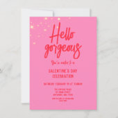 Invitation Bonjour magnifique Galentine's Day rose (Devant)