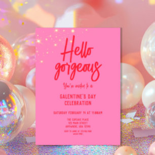 Invitation Bonjour magnifique Galentine's Day rose