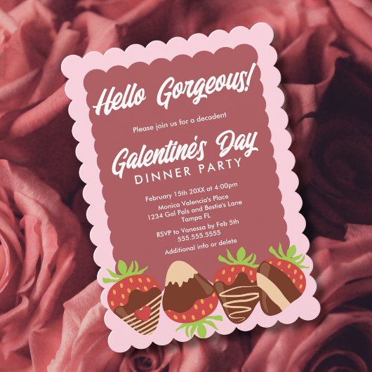 Invitation Bonjour magnifiques fraises Galentine's Day