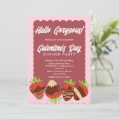 Invitation Bonjour magnifiques fraises Galentine's Day (Debout devant)