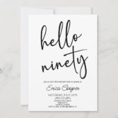 Invitation Bonjour Ninety Minimal Elegant 90e Anniversaire fê (Devant)