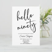 Invitation Bonjour Ninety Minimal Elegant 90e Anniversaire fê (Debout devant)