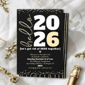Invitation Bonjour Nouvel An Black Gold Modern Custom Ajouter