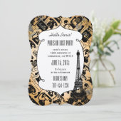 Invitation Bonjour Paris ! Retro Black Earth Tones Téléphone  (Debout devant)