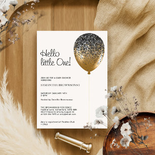 Invitation Bonjour petit un ballon glitz glam