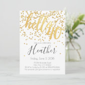 Invitation Bonjour Quarante 40e anniversaire Confetti blanc e (Debout devant)