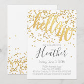 Invitation Bonjour Quarante 40e anniversaire Confetti blanc e (Devant / Derrière)