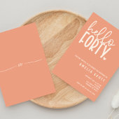 Invitation Bonjour Quarante-40e Anniversaire Moderne Peach Mi