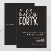 Invitation Bonjour Quarante-40e Anniversaire Noir moderne min (Devant / Derrière)