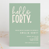 Invitation Bonjour Quarante-40e anniversaire Sage moderne min