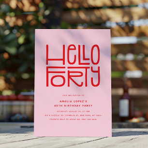 Invitation BONJOUR QUARANTE Anniversaire Moderne 40 Ans