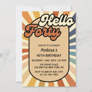 Invitation Bonjour Quarante Brown Retro Soleil Super Vague An