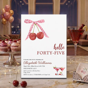 Invitation Bonjour Quarante-Cinq Martini Cerise Fête d'Annive