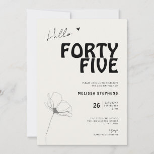 Invitation Bonjour Quarante-Cinq Typographie Gras 45e Anniver