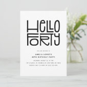 Invitation BONJOUR QUARANTE moderne 40e anniversaire (Debout devant)