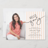 Invitation Bonjour Quarante Photo de Script Moderne 40e Anniv (Devant)