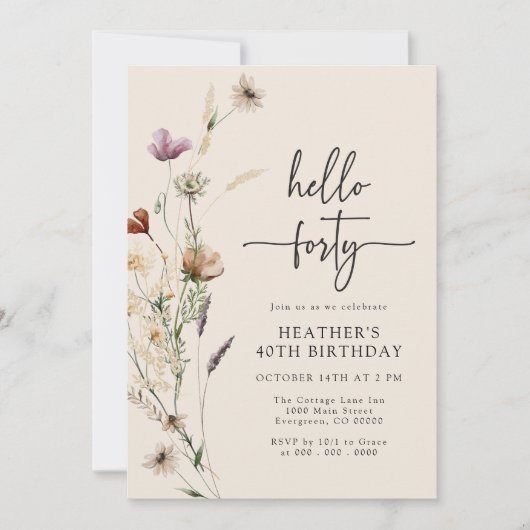 Invitation Bonjour Quarty Boho Anniversaire (Devant)