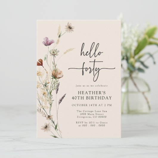 Invitation Bonjour Quarty Boho Anniversaire (Debout devant)