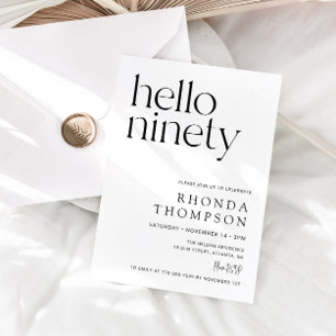 Invitation Bonjour Quatre-Vingt-Dix Classique Simple 90e Anni