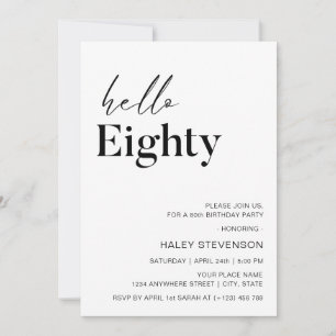Invitation Bonjour Quatre-Vingts Anniversaire 80 ans Moderne