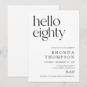 Invitation Bonjour Quatre-Vingts Classique Simple 80e Anniver (Devant / Derrière)