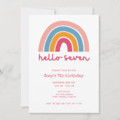 Invitation Bonjour Sept Rainbow Girl's 7th Birthday (Devant)