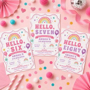 Invitation Bonjour Six Rainbow Girl pour son 6ème anniversair