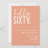 Invitation Bonjour Soixante-60e Anniversaire Moderne Pêche Mi (Devant)