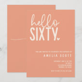 Invitation Bonjour Soixante-60e Anniversaire Moderne Pêche Mi (Devant / Derrière)