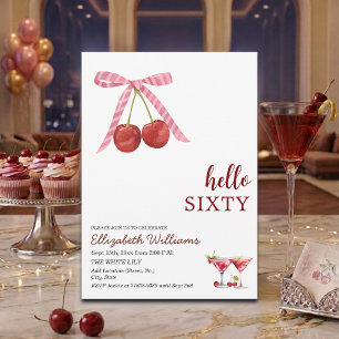 Invitation Bonjour Soixante Cherry Martini Fête d'anniversair