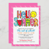 Invitation Bonjour Summer End of School Party Summer Cookout (Devant / Derrière)