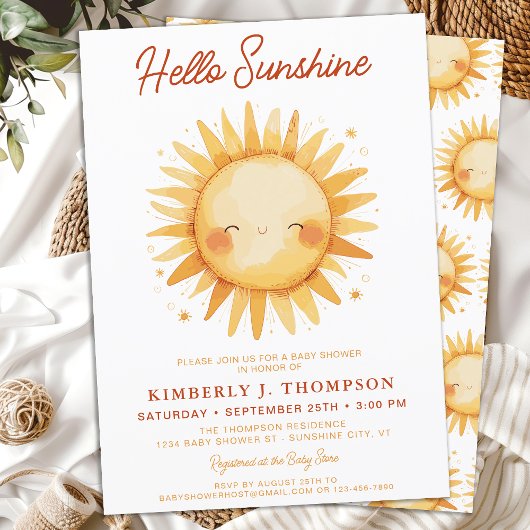Invitation Bonjour Sunshine Boho Baby shower neutre genre