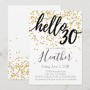 Invitation Bonjour Trente 30e anniversaire Gold et Noir Confe