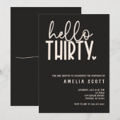 Invitation Bonjour Trente 30e anniversaire moderne Noir minim (Devant / Derrière)
