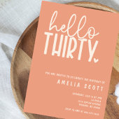 Invitation Bonjour Trente 30e anniversaire Moderne Peach Mini