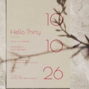 Invitation Bonjour Trente Anniversaire Minimaliste Moderne 30