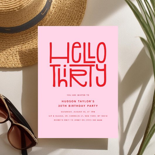 Invitation BONJOUR TRENTE Anniversaire Moderne de 30 ans
