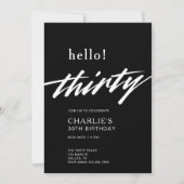 Invitation Bonjour Trente Black Modern Script 30e Anniversair (Devant)