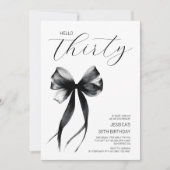 Invitation Bonjour Trente Bow noir et blanc 30e anniversaire (Devant)