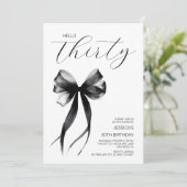 Invitation Bonjour Trente Bow noir et blanc 30e anniversaire (Debout devant)